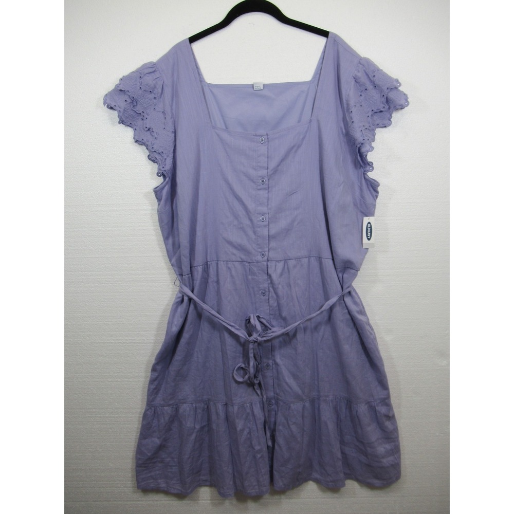 NEW Old Navy Square Neck Tiered Dress Plus Size 2X Purple Embroidered Eyelet
